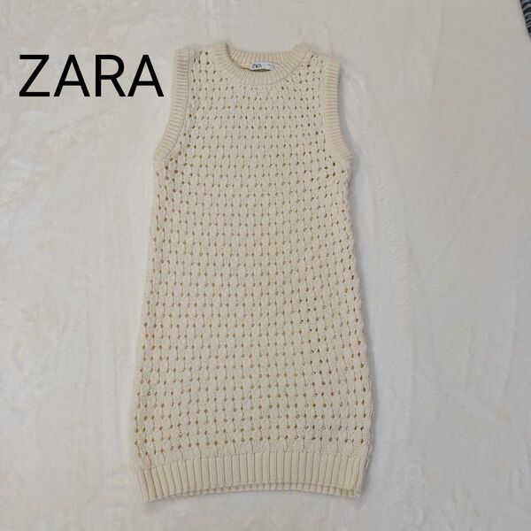 ZARA ザラ ニットワンピース ノースリーブ ニットサイズ USA M