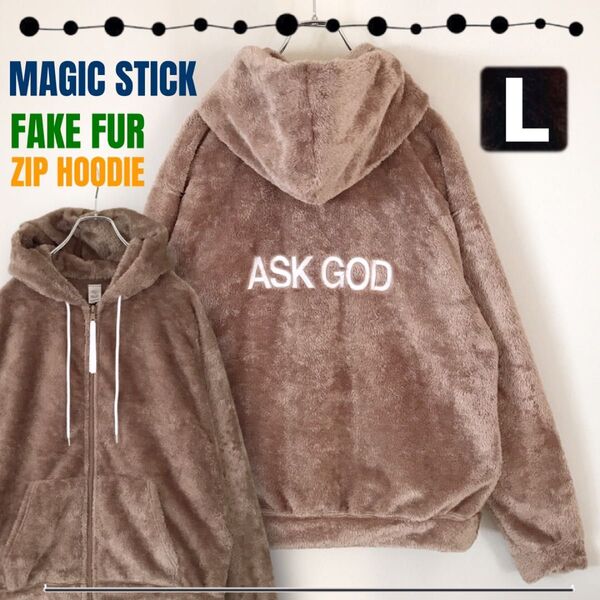 MAGIC STICK/マジックスティック★フェイクファー/ジップフーディ★ASK GOD★CLUB PARK TOKYO別注★L