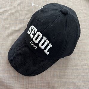 スピンズ SPINNSフェルトキャップ SEOULロゴ 帽子 ブラック