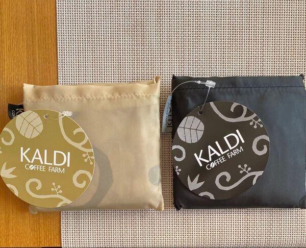 ☆★☆カルディ KALDI エコバッグ ベージュ&ブラック2個セット☆★☆