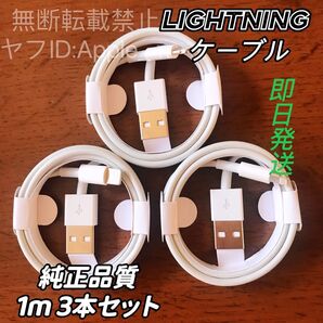 1m 3本純正品質 iPhone ライトニングケーブル USB 充電器