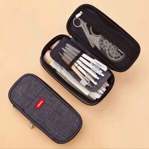 筆箱 ペンケース 大容量 マチつき 多機能 帆布 マチ付き ペンケース グレー