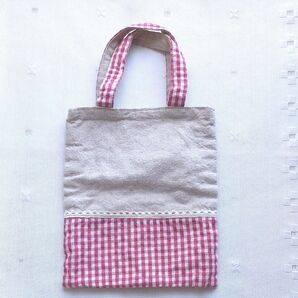 ミニ手提げ ミニトートバッグ ミニバッグ リバーシブル ギンガムチェック