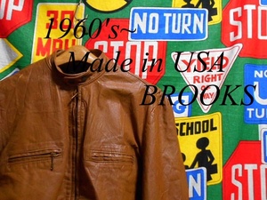 ★USEDらしい雰囲気の1着★Made in USA製アメリカ製BROOKSブルックスビンテージシングルライダースレザージャケット60s60年代黒タグ涙TALON