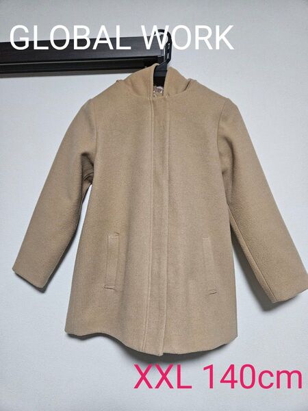 グローバルワークWOOLLY TEC フード付きコート XXL ベージュ