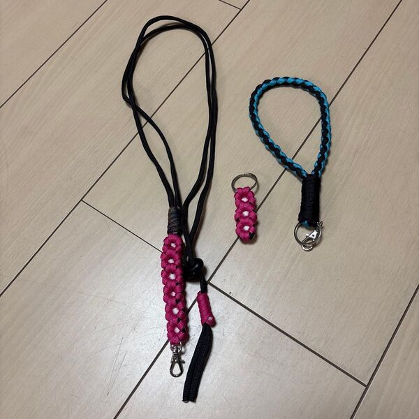 ハンドメイド パラコード&ストラップ&キーホルダー 3点セット