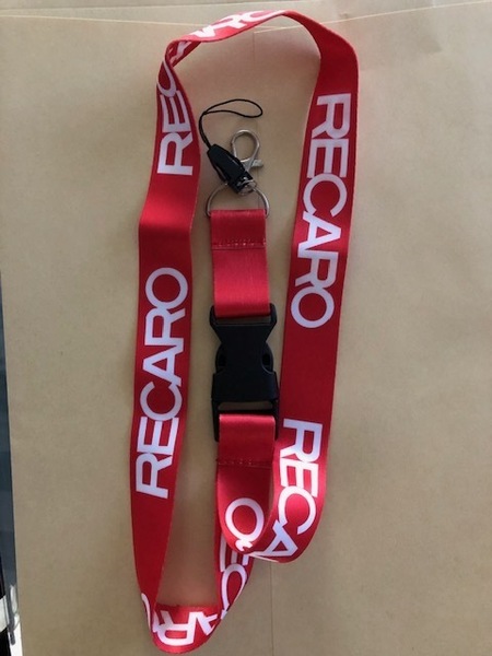 オフ会で目立つレッド? RECARO レカロロゴ ネックストラップ 送料サービス SR3 SR5 SR7