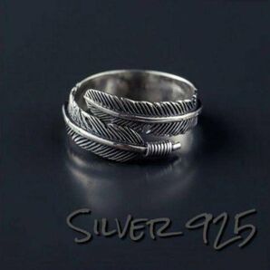 フェザーシルバーリング ネイティブ S925 インディアンジュエリー 細身メンズ 男女兼用 Silver925 ナバホ族