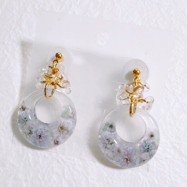 No.1574 かすみ草 ピアス