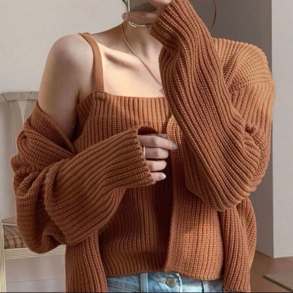 shein シーイン dazy デイジー キャミニットトップ カーディガン