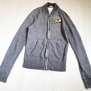 Abercrombie&Fitch アバクロンビー&フィッチ ジャケット ブルゾン スウェット リブ 刺繍 ナンバリング M グレー ▼0125