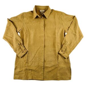 USED cotton ginny レディースポリエステルシャツ Mサイズ キャメルカラー レトロ 古着