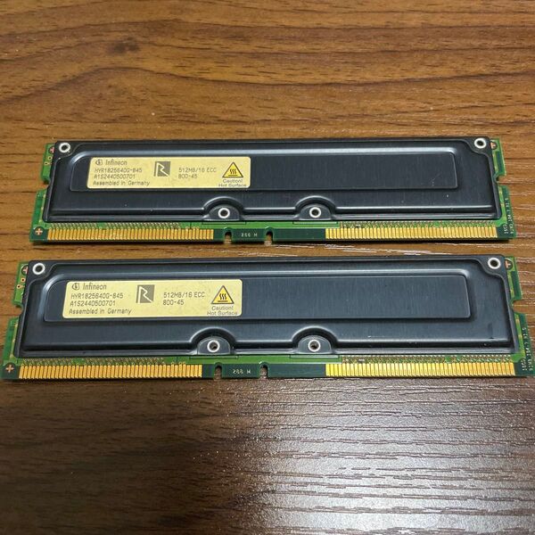infineon メモリー 512MB 2枚 合計1GB 800-45 RDRAM RIMM 512MB/16d ECC