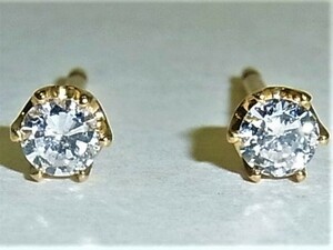 【東京 谷中 質屋おぢさん】 新品未使用K18 18金 スタッド ピアス ダイヤ0.104ct 0.101ct