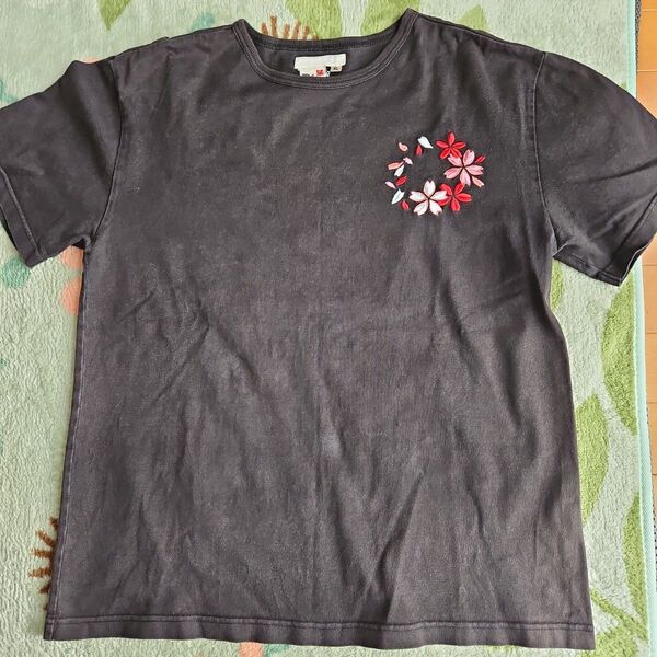 花柄刺繍 メンズTシャツ XL