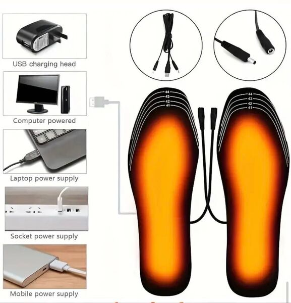 【新品】電熱インソール USB加熱式 冬用 防寒 水洗可能 電気で足元あったか 足速暖インソール 男女兼用