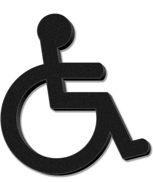 【かたちラボ】 トイレサインプレート 車椅子マーク 身障者マーク シール式 ブラック アクリル製 軽くて丈夫 貼るだけ簡単