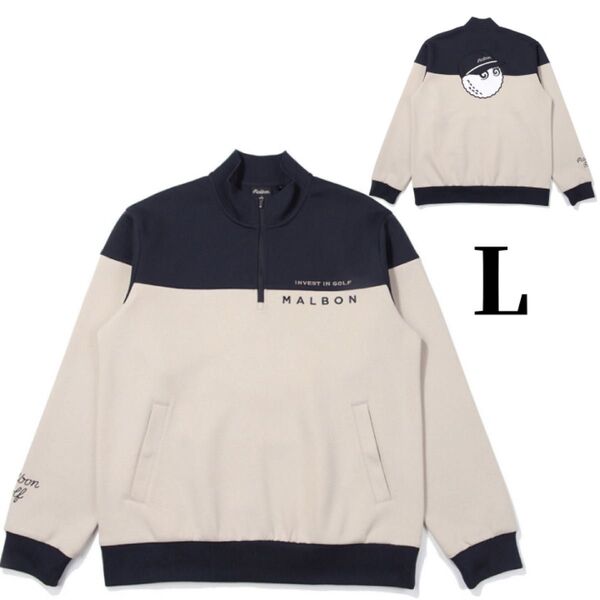 即日発送 ネイビー L マルボンゴルフ モックネック トレーナー ハーフジップ トップス ネイビー色 スウェット ゴルフウェア