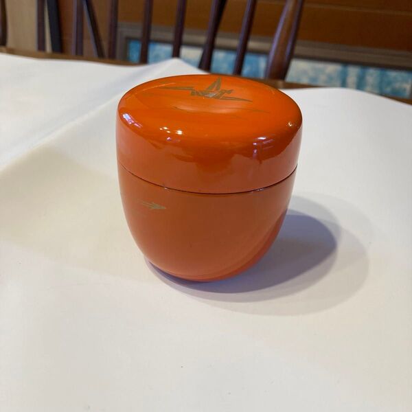 茶道具 棗 漆器 なつめ 鶴