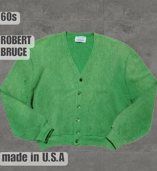 60s ROBERT BRUCE アーノルドパーマー Arnold Parmer アルパカ カーディガン グリーン系 サイズXL