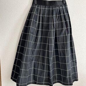 【LANVIN】グラフチェック柄ロングフレアスカート