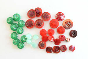  Vintage button red green together 35 piece set plastic red green 