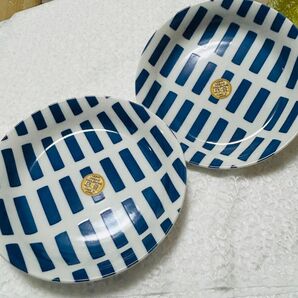美濃焼 格子柄カレー皿2枚