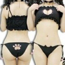新品未使用 猫 ビキニ コスプレ衣装 黒 ブラック