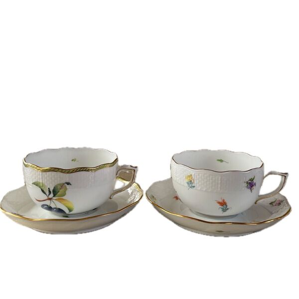 ヘレンド2客セット柄別 コーヒーティー兼用カップ&ソーサー 新品未使用品