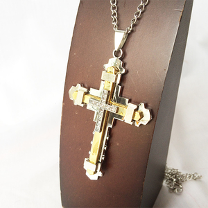 ジルコニア クロス 十字架 ラインストーン コンビ 金 銀 ゴールド シルバー GOLD SILVER 668
