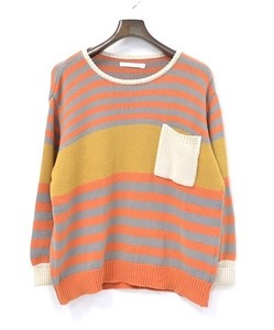 DISCOVERED (ディスカバード) CHANGE BORDER KNIT ORANGE 1 チェンジボーダーニット コットンニットセーター