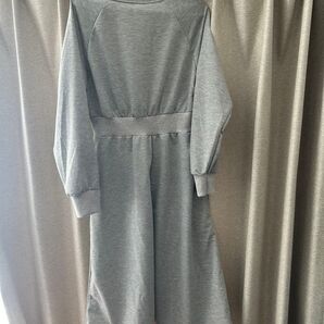 ワンピース 長袖 ロング グレー F