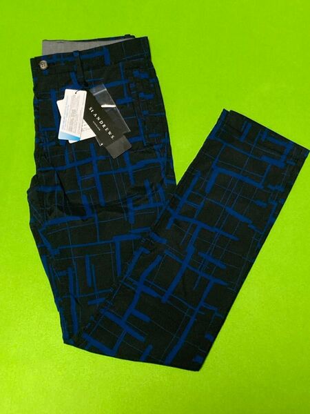 新品!セント・アンドリュース St ANDREWS 手書き風チェックプリントロングパンツ S