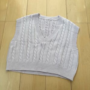 ベスト ニット うす紫 Sサイズ SHEIN Vネック