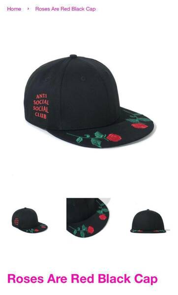 新品 海外正規品 ANTI SOCIAL SOCIAL CLUB Roses Are Red Black Cap ASSC アンチソーシャル ローズ スナップバック