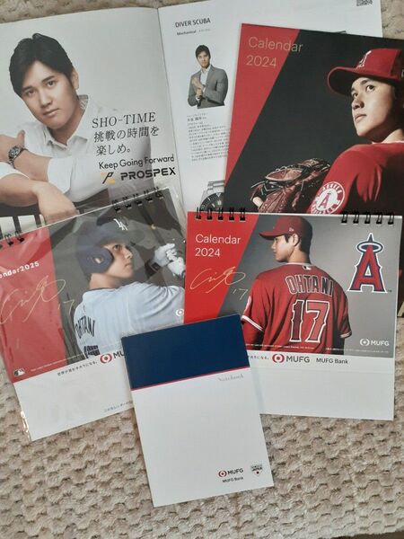 大谷翔平 カレンダー2024エンジェルス & 2025ドジャース & SEIKOカタログ おまけメモ帳 計5冊