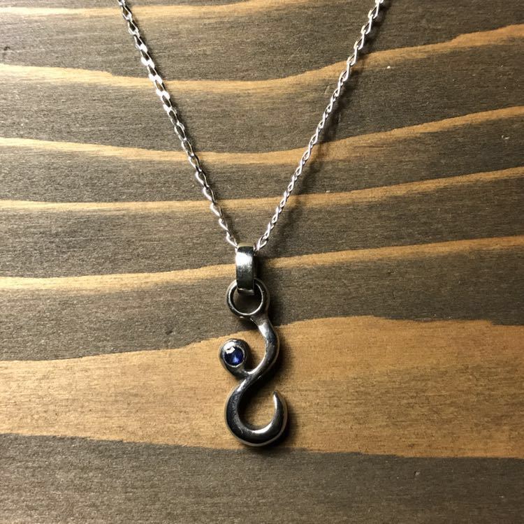Accesorios de plata hecho a mano zafiro onda arabesco colgante collar encanto con cadena par amuleto tamaño pequeño, accesorios para hombre, colgante, plata