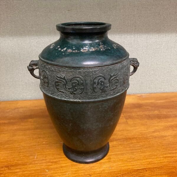 花瓶 花器 置物 壺 銅製 インテリア 花入 オブジェ レトロ 壷 昭和36年