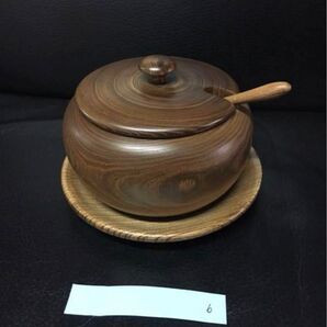 北海道 銘木 エンジュ 木製シュガーポット 工芸品 インテリア カフェ 縁起物