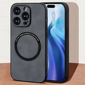 ◆新品未使用◆iPhone15PRO用マグネット対応ソフトハードケース 【グレー】
