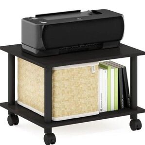 新品 フリノ キャスター付き木製PCプリンタースタンド 2段ラック Econシリーズ ブラック 22128EXBK