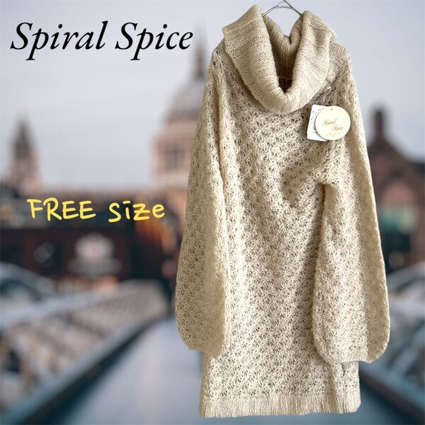 【新品/定価14,490円】Spiral Spice レディース ニット チュニック モヘヤ混 肌触りよし やわらか 透け感あり