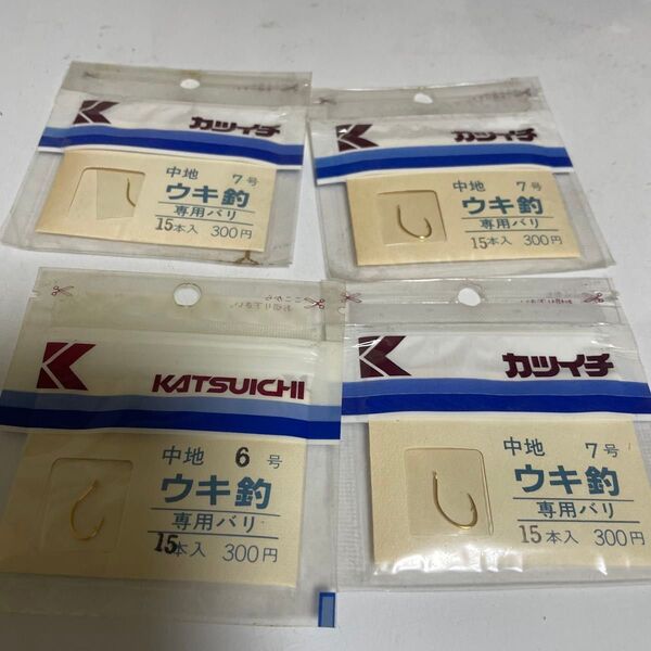 Katsuichi ウキ釣り中地 7号 ウキ釣り針 15本入4個セット