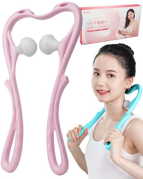 VISKS 首 肩こり解消グッズ ローラー 健康ギフト 誕生日プレゼント 肩凝り解消グッズ 健康器具 血行促進 簡単 疲労軽減