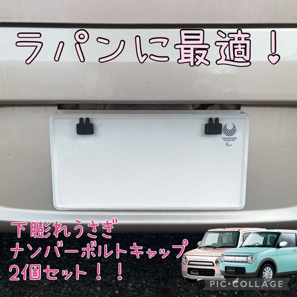 HE21S/HE22S/HE33Sラパンに最適!オリジナル下膨れうさぎナンバーボルトキャップ2個セット オリジナル 2