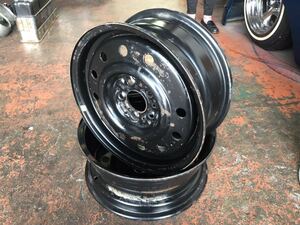 鉄ホイール　15インチ　6J 5穴　Pcd100mm オフセット＋45 2本 Kustom Hotrod Lowrider カスタム　ホットロッド ローライダー