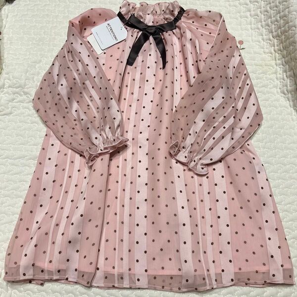 グリーンレーベルリラクシング 110cm ドットシフォンワンピース 新品