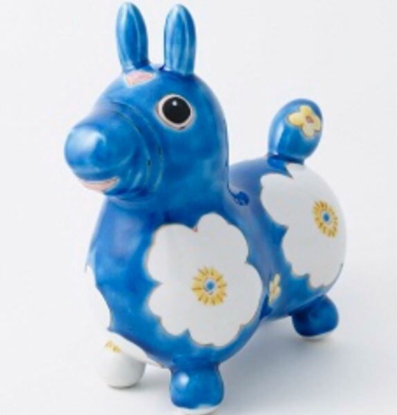 ロディ 九谷焼置物 「青地花文」 RODY