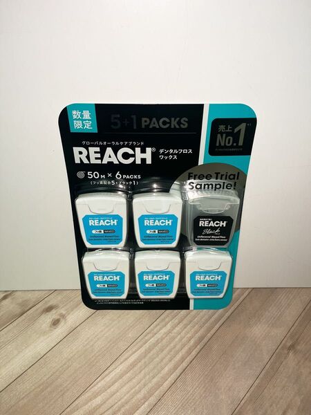 REACH リーチ デンタルフロス ワックス フッ素配合 50m × 5個 + ブラック 50m × 1個