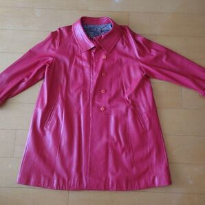 ラム革コート(レッド)サイズF 韓国製 身丈92㌢